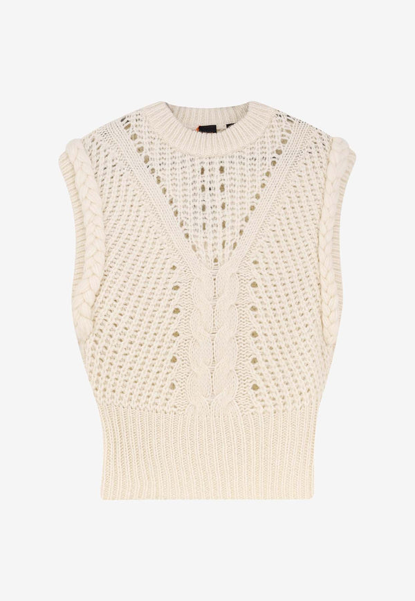 Hugo Boss Knitted Cropped Vest White 50549310118_OPEN WHITE_30893623