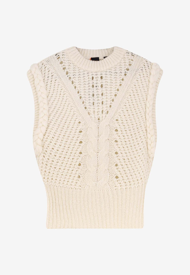 Hugo Boss Knitted Cropped Vest White 50549310118_OPEN WHITE_30893623