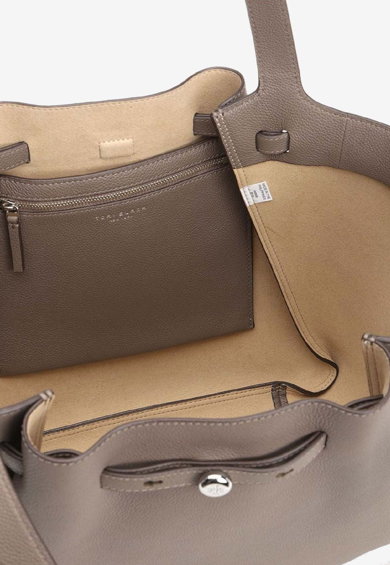 Tory Burch Romy Leather Tote Bag Gray 163388251_Wild Mushroom_40009727