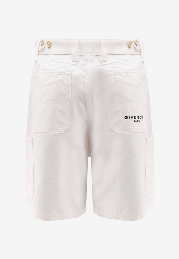 Givenchy Logo Embroidered Cargo Shorts White BM51PK5171100_White_40000062