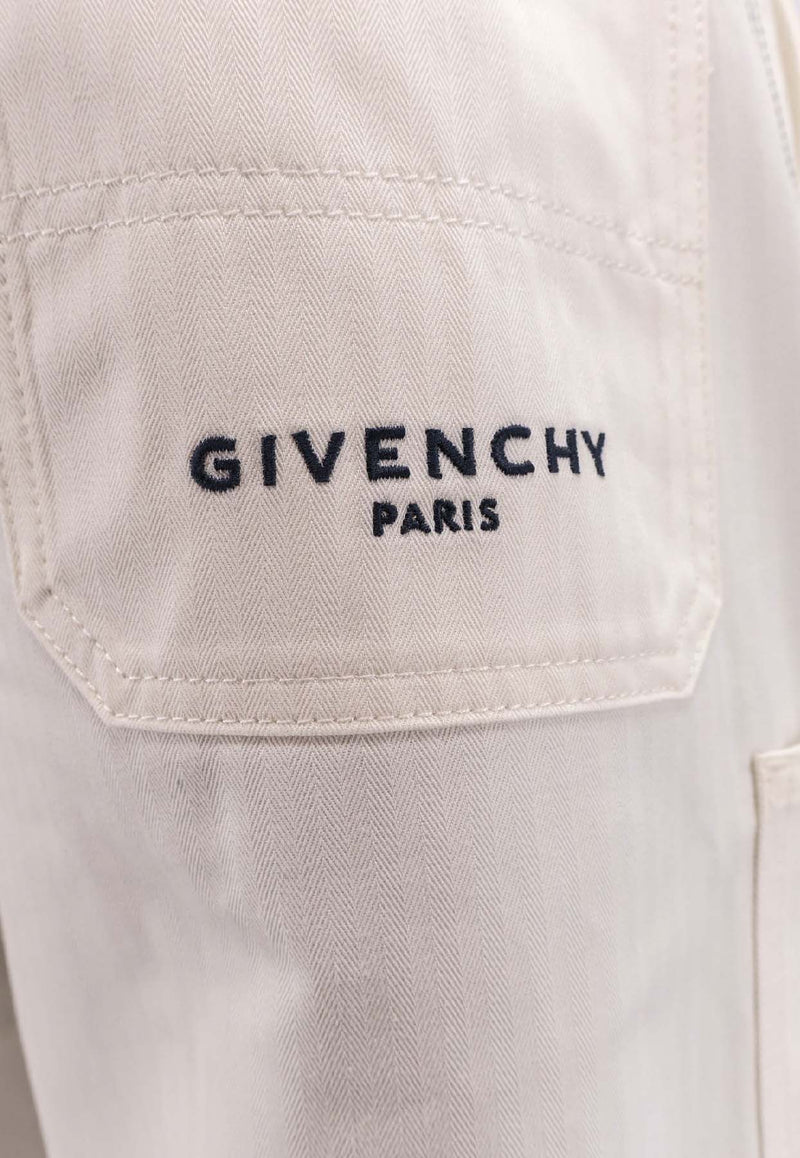 Givenchy Logo Embroidered Cargo Shorts White BM51PK5171100_White_40000062