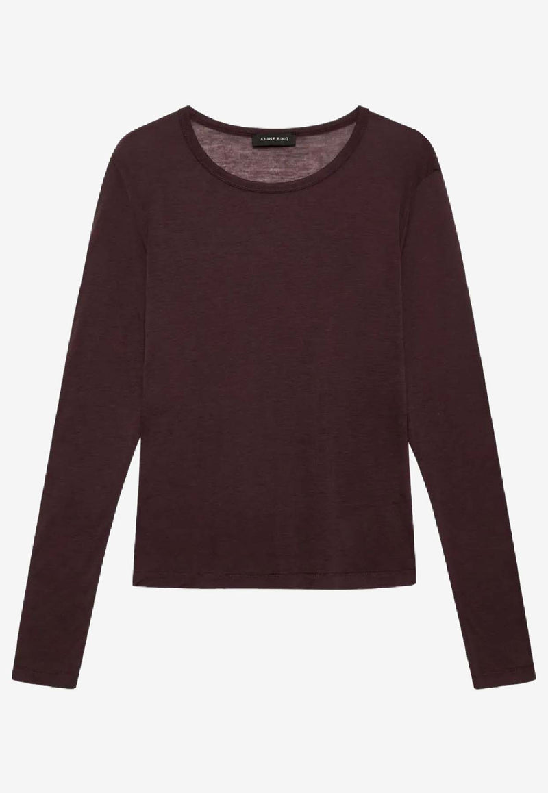 Anine Bing Sylvie Long-Sleeved T-shirt Brown A0811501_BWN34