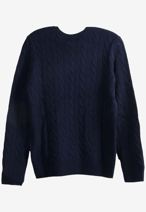 Ralph Lauren Julianna Cable Knit Logo Sweater Navy 211971865003