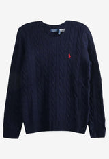 Ralph Lauren Julianna Cable Knit Logo Sweater Navy 211971865003