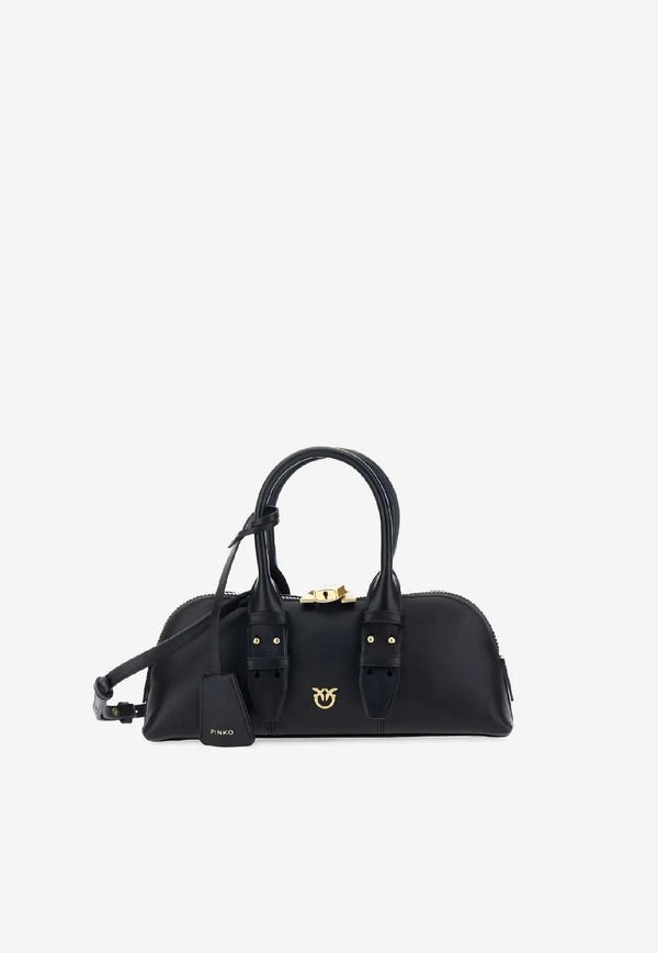 PINKO Medium Padlock Logo-Charm Shoulder Bag Black 105334A0QO_Z99V