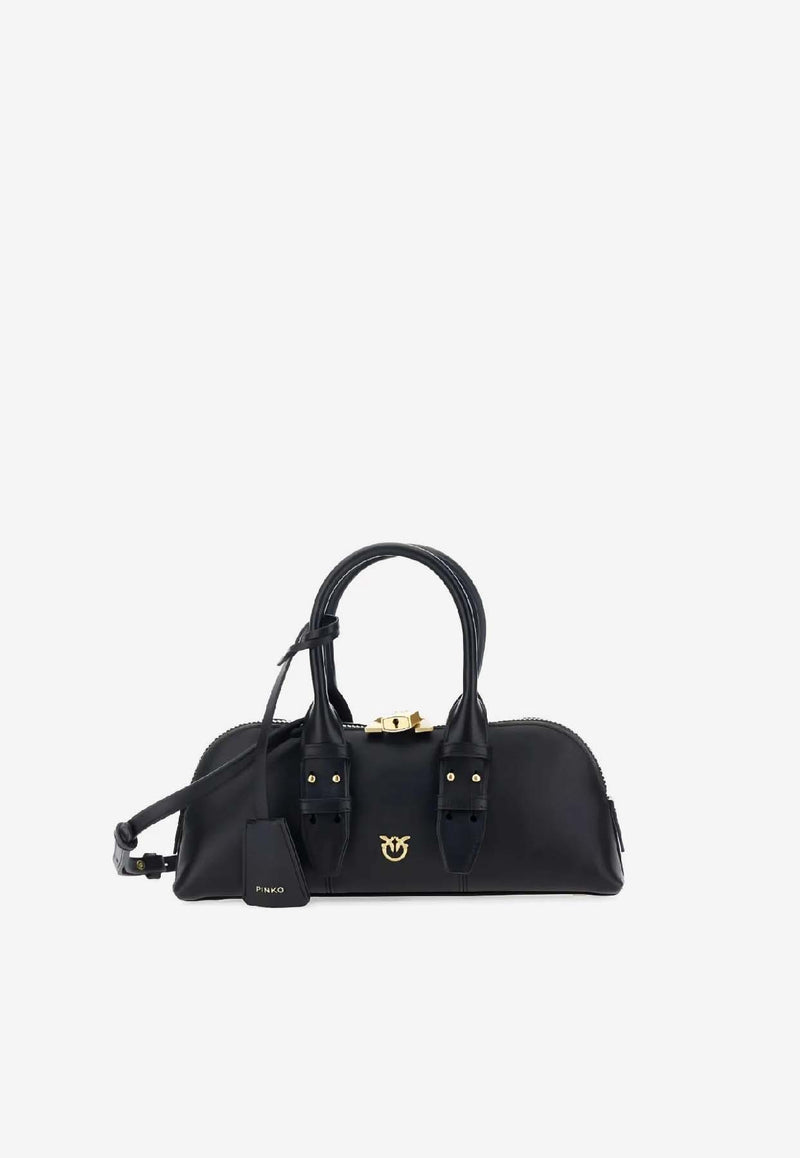 PINKO Medium Padlock Logo-Charm Shoulder Bag Black 105334A0QO_Z99V