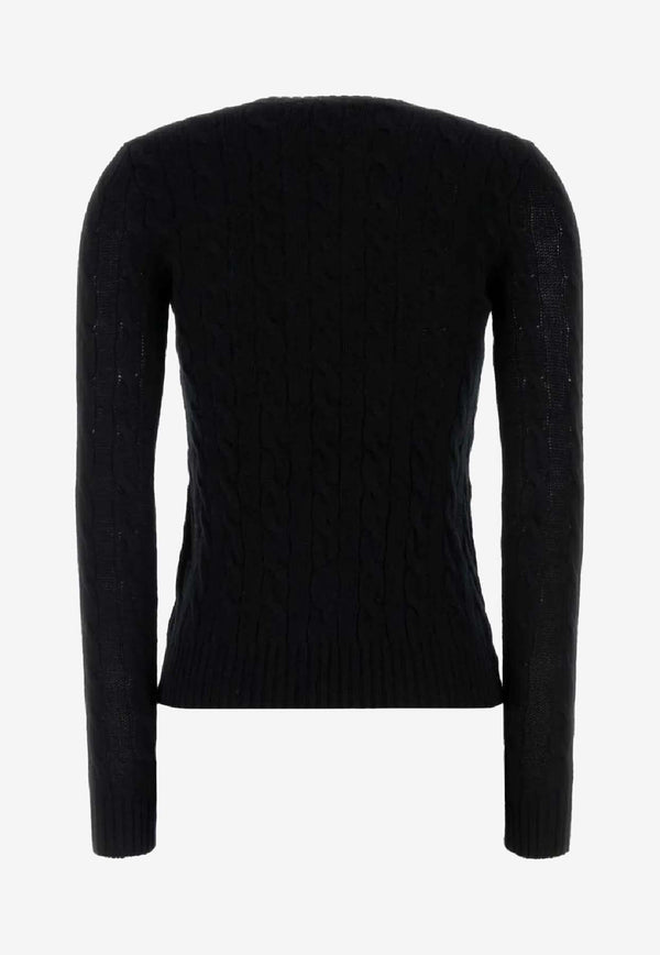 Ralph Lauren Julianna Cable Knit Logo Sweater Black 211971865005