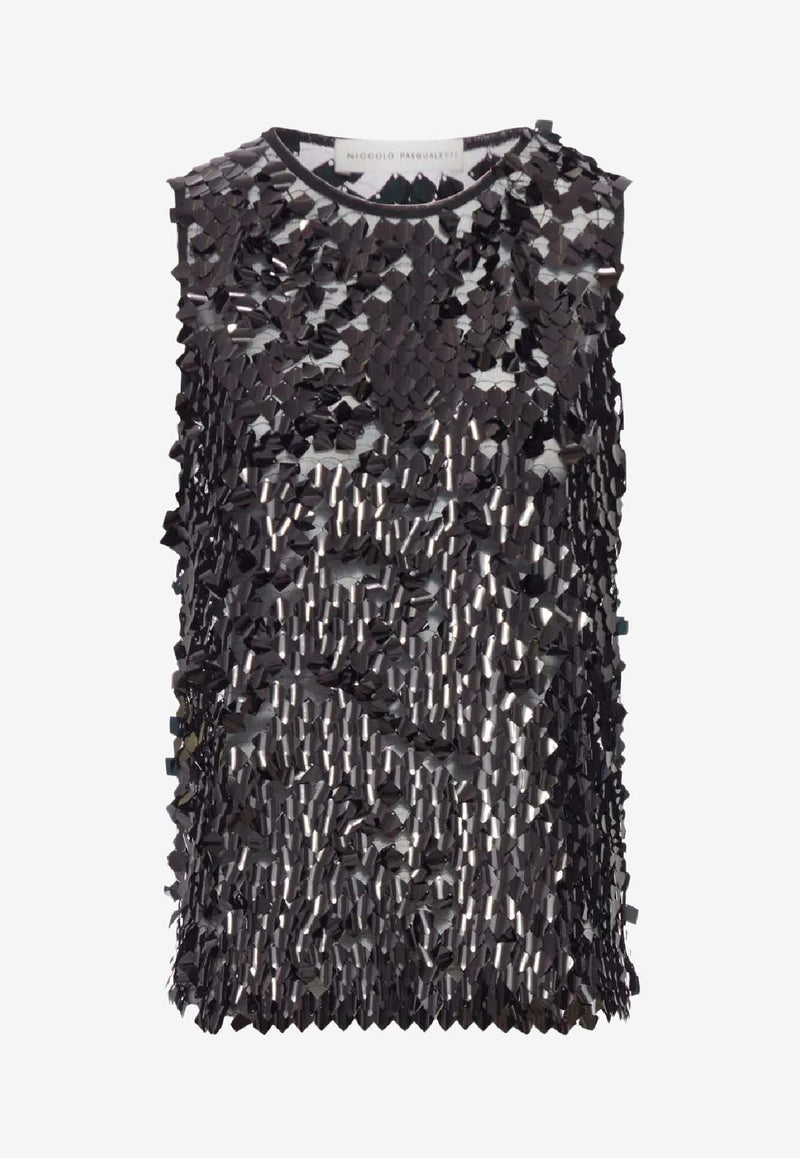 Niccolò Pasqualetti Canotta Sequined Top Black NP08T001SDST_B