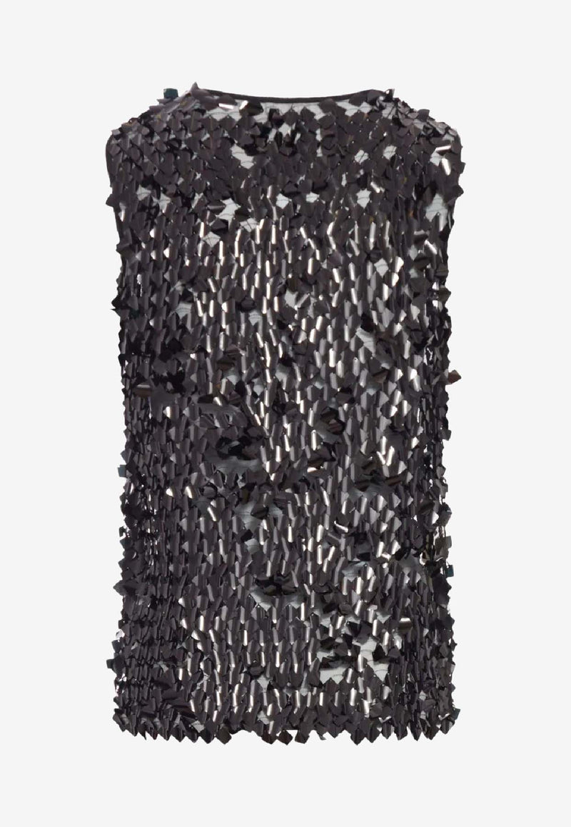 Niccolò Pasqualetti Canotta Sequined Top Black NP08T001SDST_B