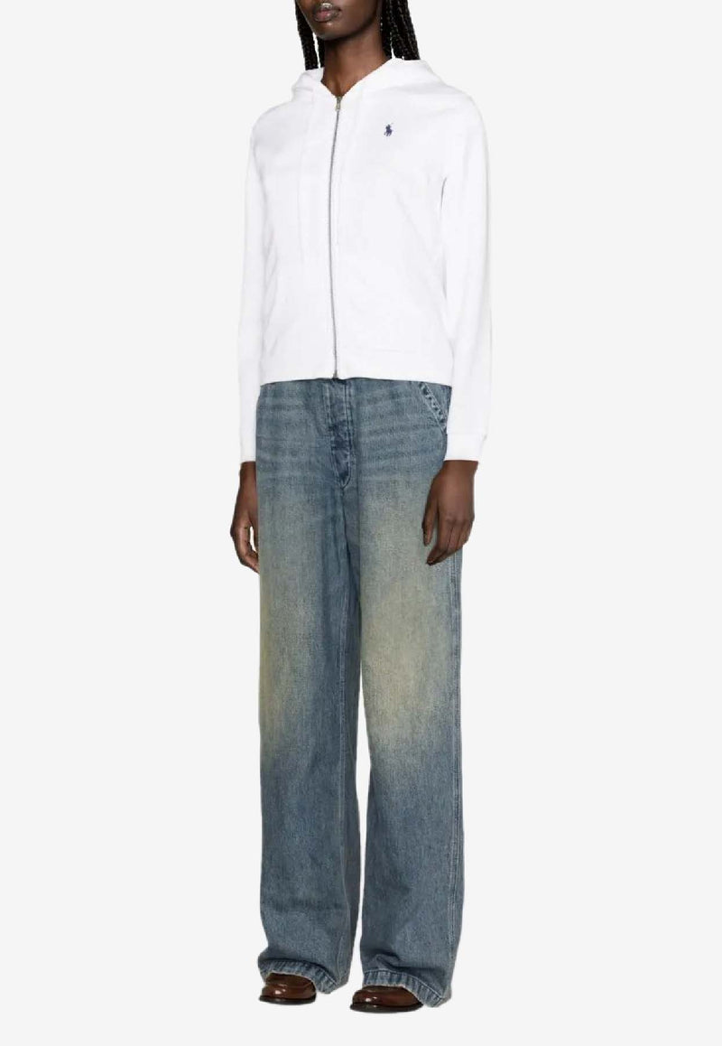 Ralph Lauren Pony Embroidered Zip-Up Sweatshirt White 211943008001