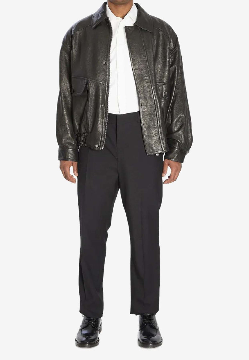 Saint Laurent Leather Flap-Pocket Jacket Black 843656YCNF2_1000