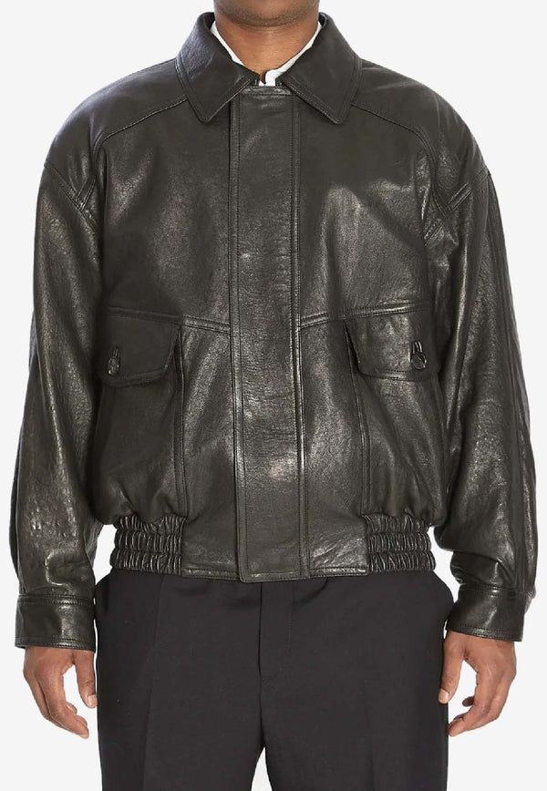 Saint Laurent Leather Flap-Pocket Jacket Black 843656YCNF2_1000