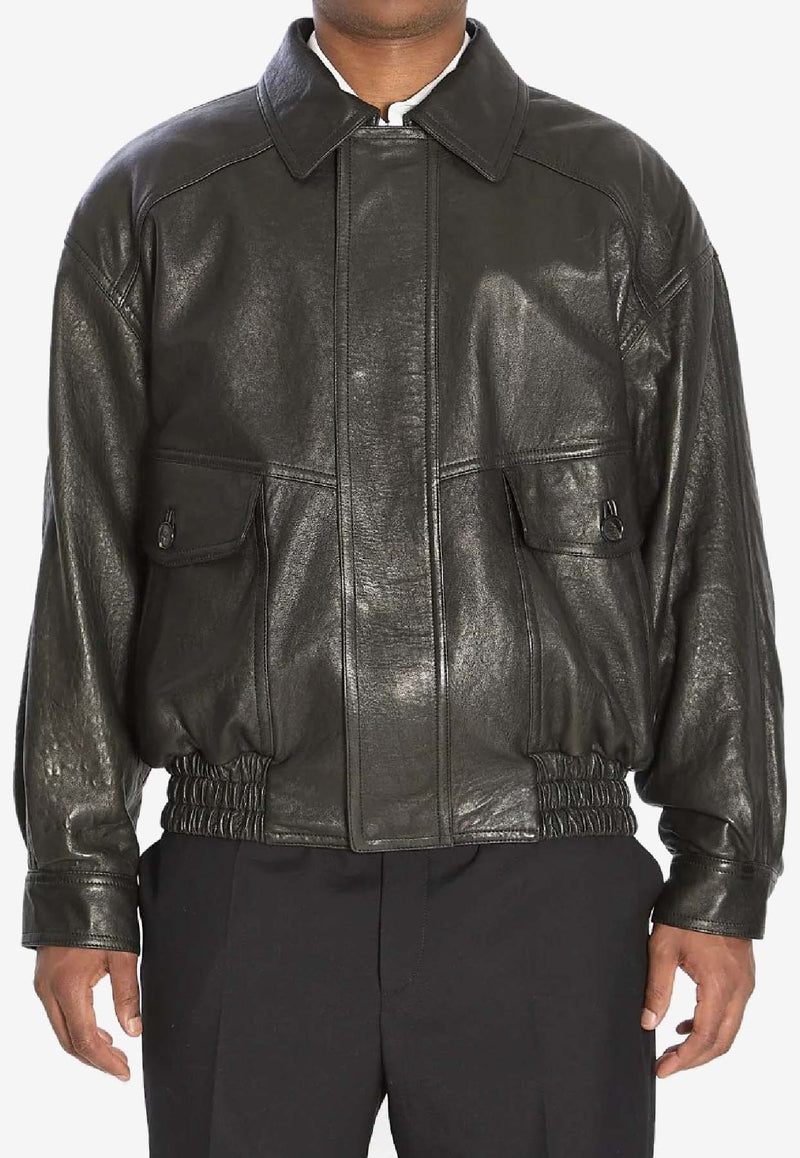 Saint Laurent Leather Flap-Pocket Jacket Black 843656YCNF2_1000
