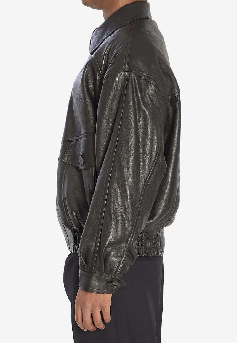 Saint Laurent Leather Flap-Pocket Jacket Black 843656YCNF2_1000