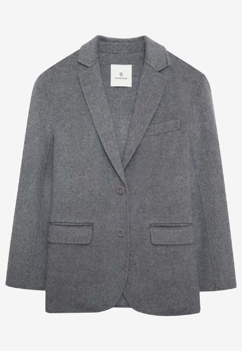 Anine Bing Quinn Single-Breasted Blazer Gray A0110719_GRM5