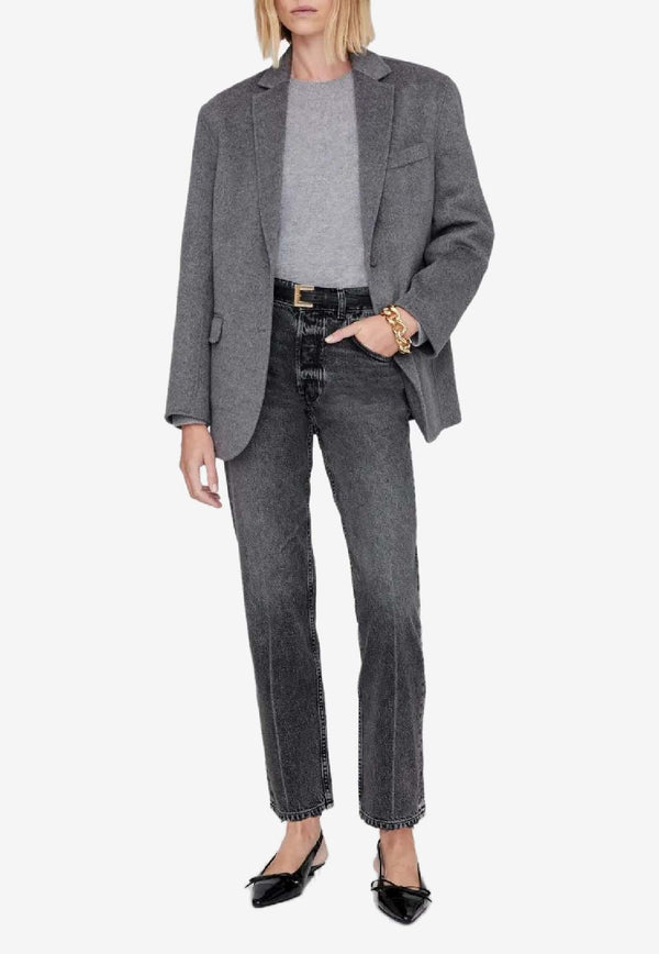 Anine Bing Quinn Single-Breasted Blazer Gray A0110719_GRM5