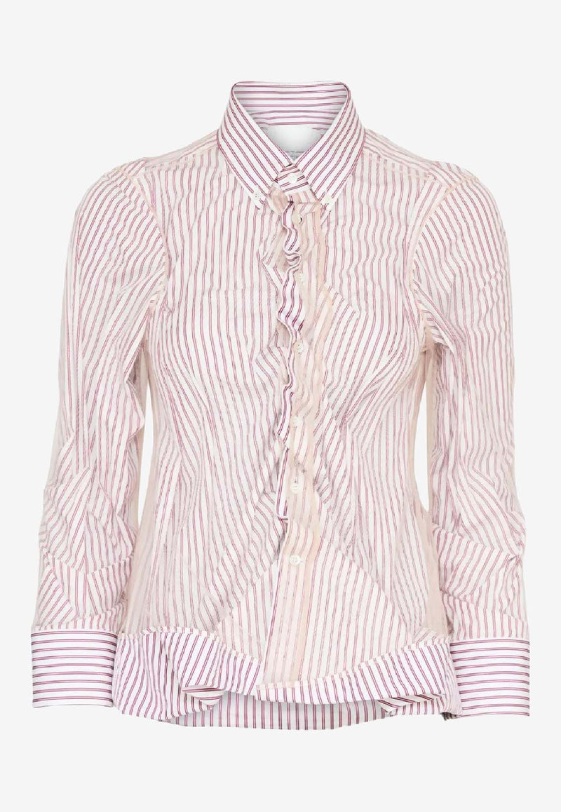 MM6 Maison Margiela Ruffled Stripe Shirt Pink S29DL0218MTN124_961