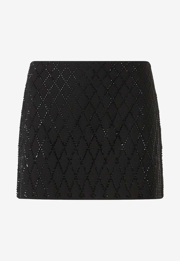 PINKO All-Over Crystals Memory Mini Skirt Black 105496A2POZ99_Black_29847744