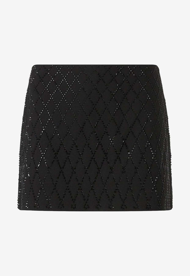PINKO All-Over Crystals Memory Mini Skirt Black 105496A2POZ99_Black_29847744