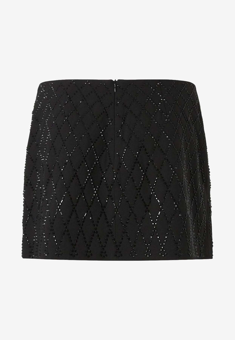 PINKO All-Over Crystals Memory Mini Skirt Black 105496A2POZ99_Black_29847744