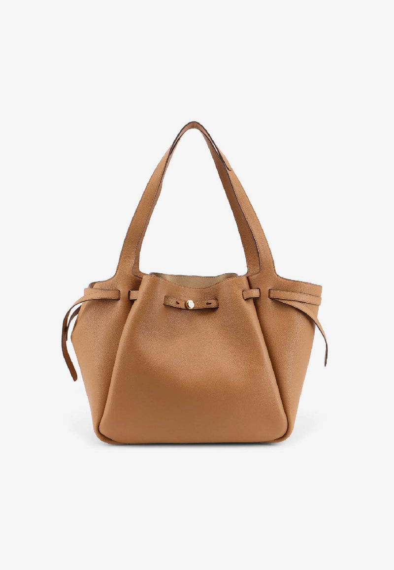 Tory Burch Romy Pebbled Leather Tote Bag Beige  163388227_TIRAMISU_40009726