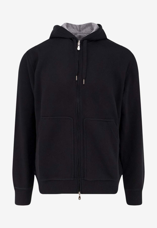 Brunello Cucinelli Logo-Embroidered Zip-Up Hoodie Black MM8319069GC101_Black_30005224