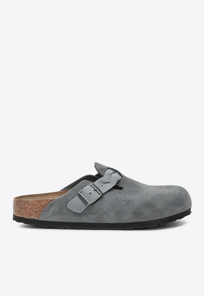 Birkenstock Boston Braided Suede Mules Gray 1029086SUE/Q_BIRKE-BG