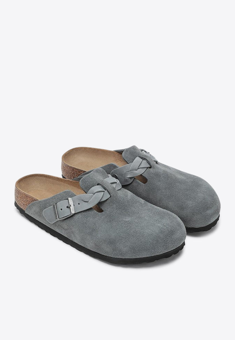 Birkenstock Boston Braided Suede Mules Gray 1029086SUE/Q_BIRKE-BG