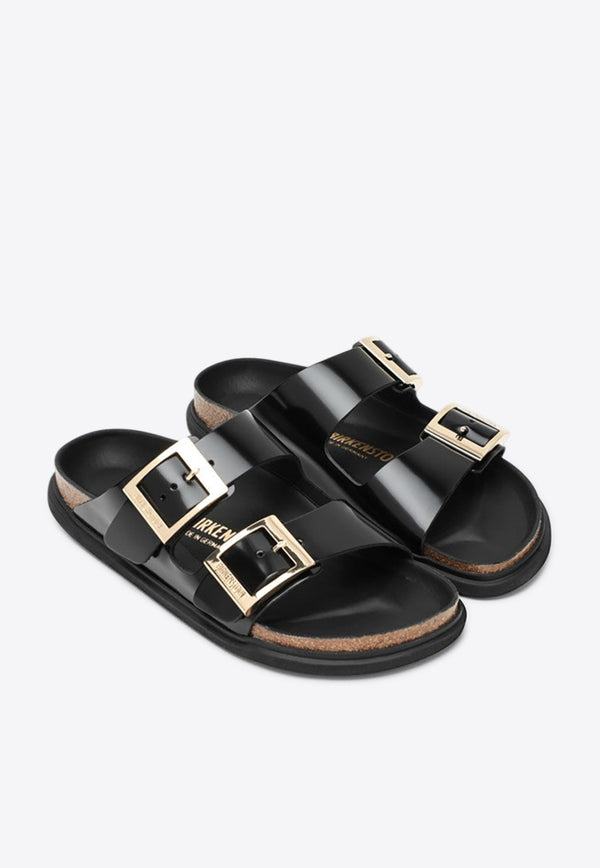 Birkenstock Arizona Droplet Buckled Slides Black 1029353LE/Q_BIRKE-SB