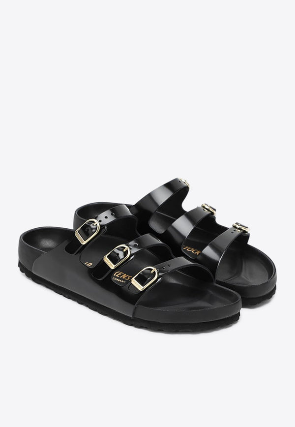 Birkenstock Florida D-Buckle Shiny Leather Sandals Black 1029385LE/R_BIRKE-SB