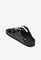 Birkenstock Florida D-Buckle Shiny Leather Sandals Black 1029385LE/R_BIRKE-SB