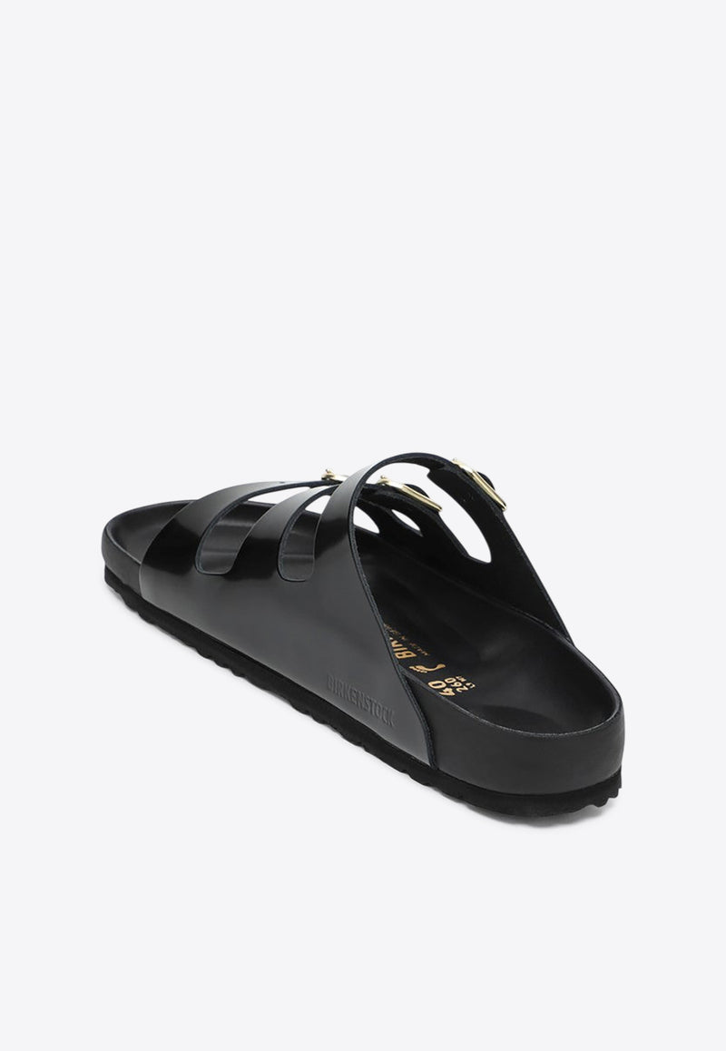 Birkenstock Florida D-Buckle Shiny Leather Sandals Black 1029385LE/R_BIRKE-SB