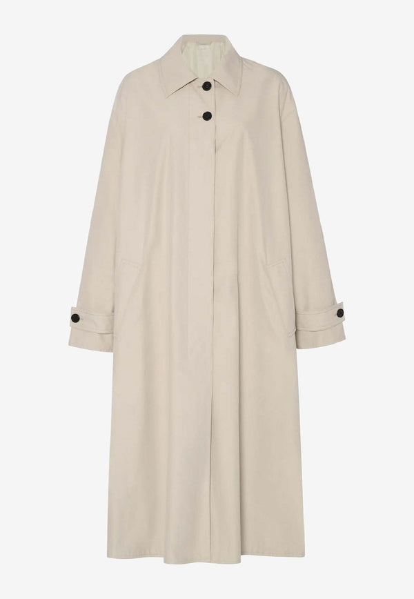 The Row Lolana Silk-Blend Rain Coat Beige  10490W4282POR_PORCELAIN_30005182