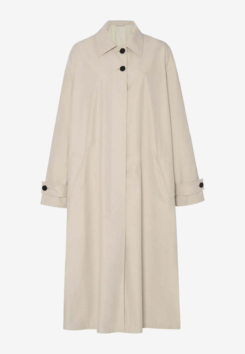 The Row Lolana Silk-Blend Rain Coat Beige  10490W4282POR_PORCELAIN_30005182