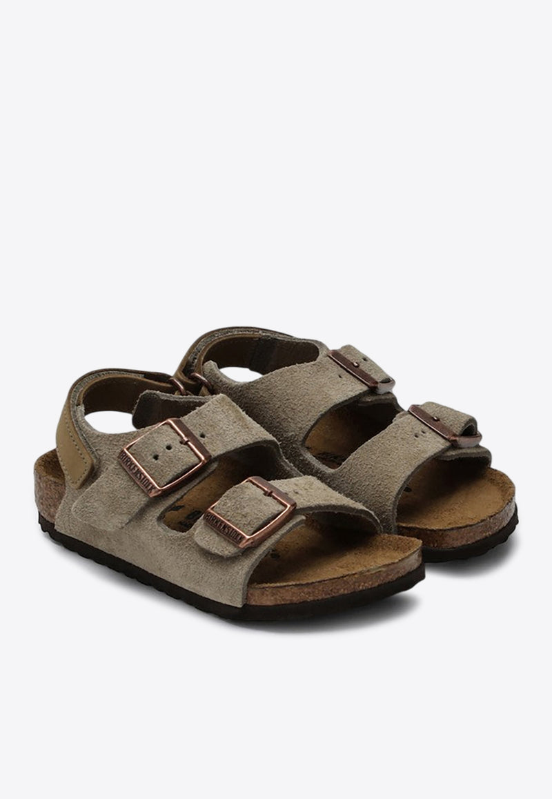 Birkenstock Kids Boys Milano AS Suede Sandals Beige 1029471SUE/Q_BIRKE-TP