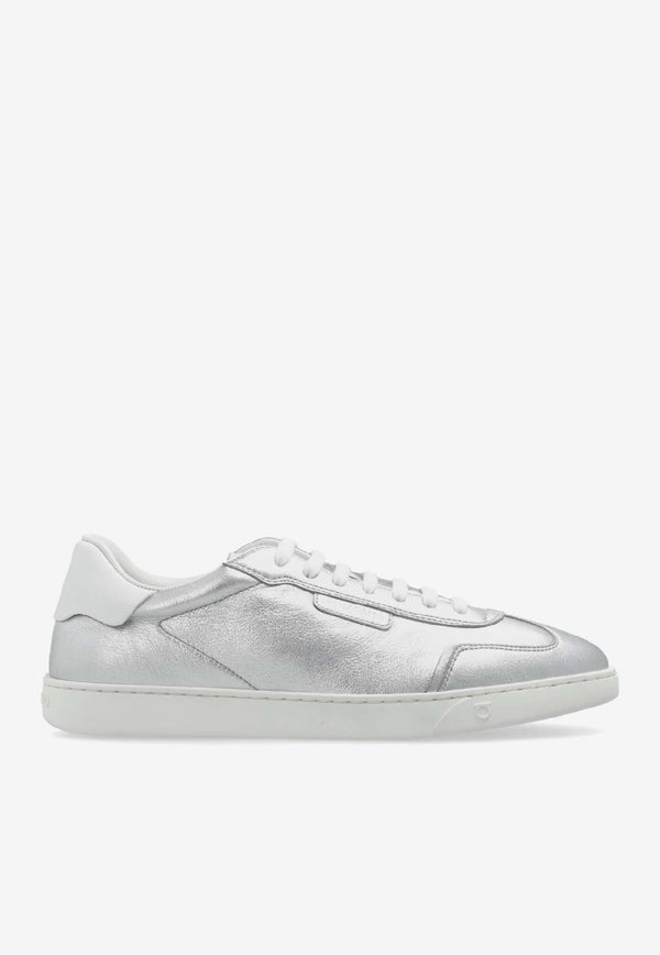 Ferragamo Athena Laminated Leather Sneakers Silver 030703 ATHENA 784924-SILVER ARGENTO