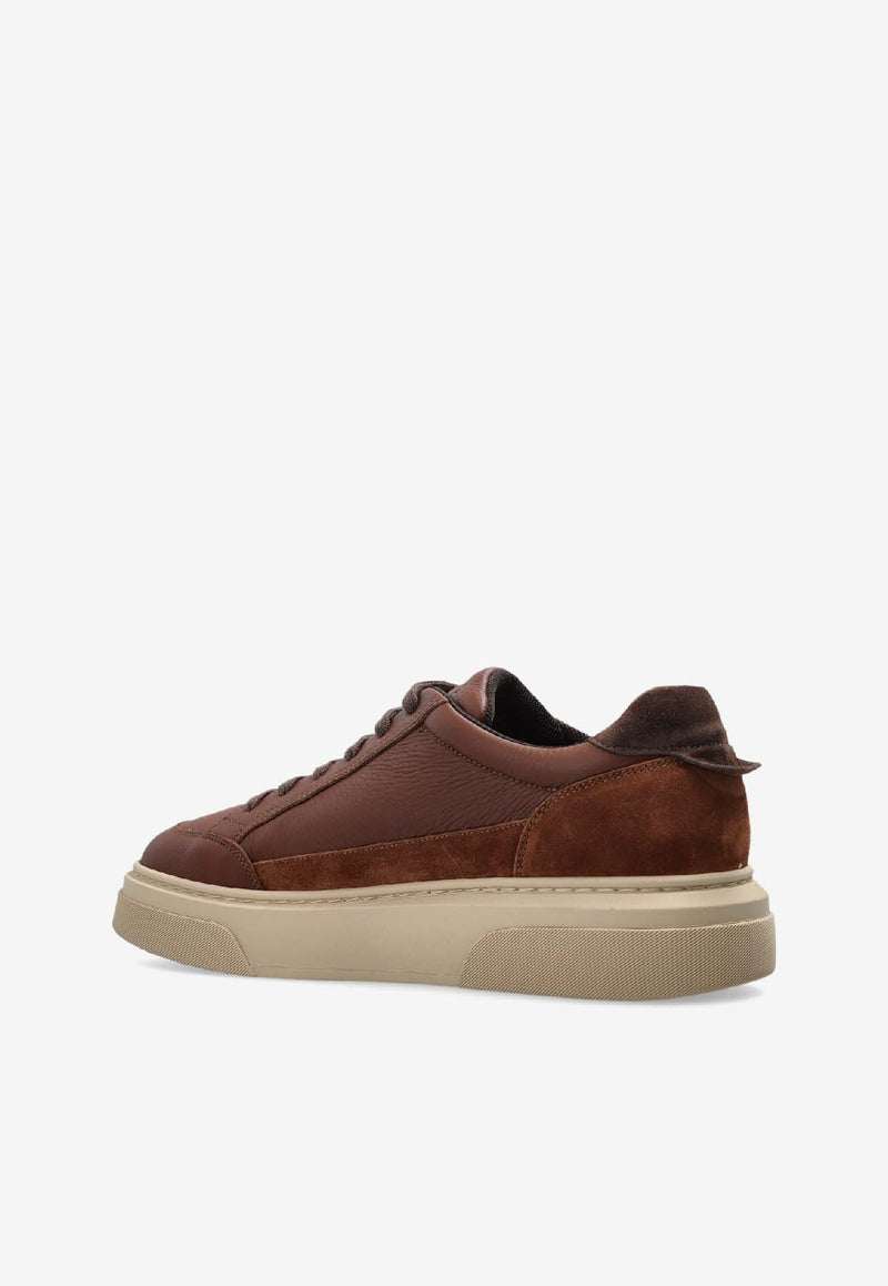 Ferragamo Cassina Gancini Leather Low-Top Sneakers Brown 02A048 CASSINA GAN2 784535-MIDBROWN