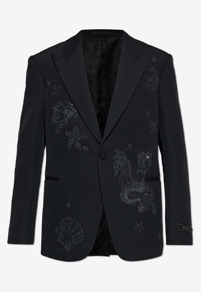 Versace Wool Blazer with Crystal-Embellishments Black 1018806 1A15051-1B000