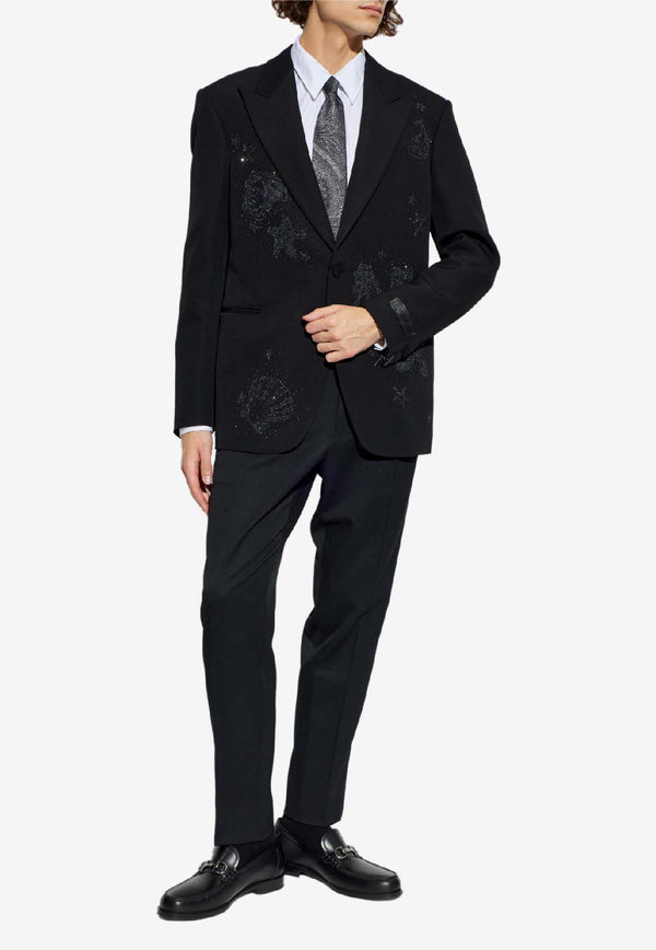 Versace Wool Blazer with Crystal-Embellishments Black 1018806 1A15051-1B000