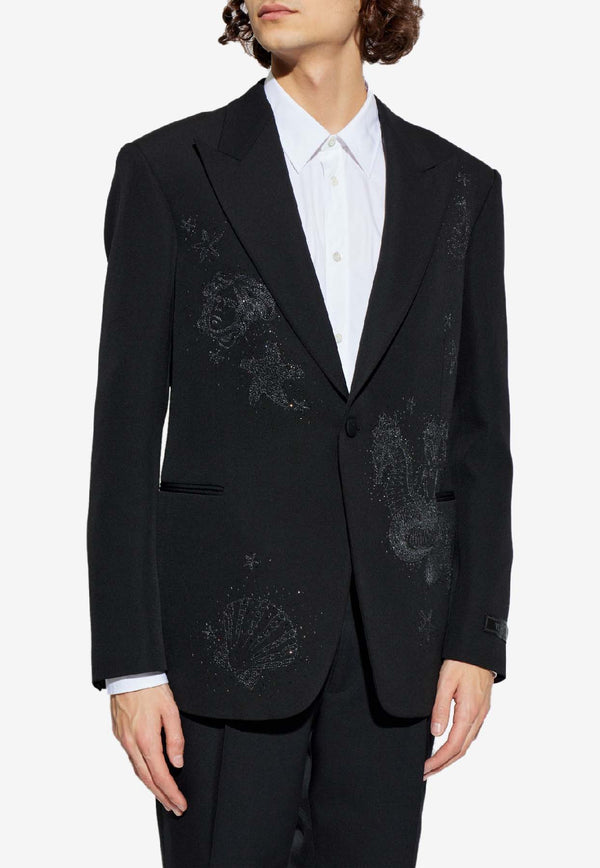 Versace Wool Blazer with Crystal-Embellishments Black 1018806 1A15051-1B000