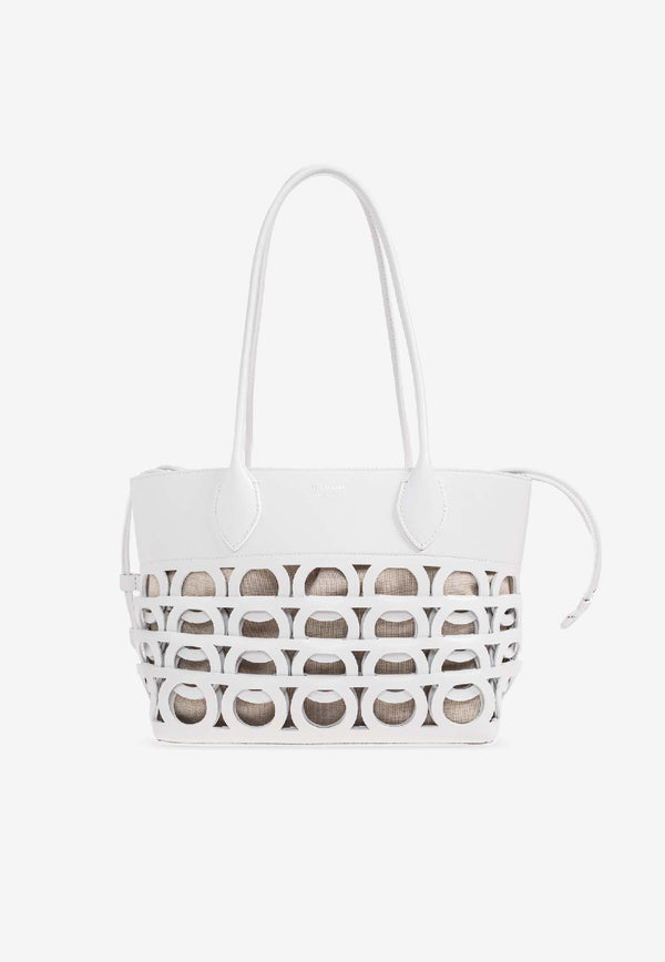Ferragamo Gancini East/West Tote Bag White 21A229 TT GANCI EW 784695-OPTIC WHITE