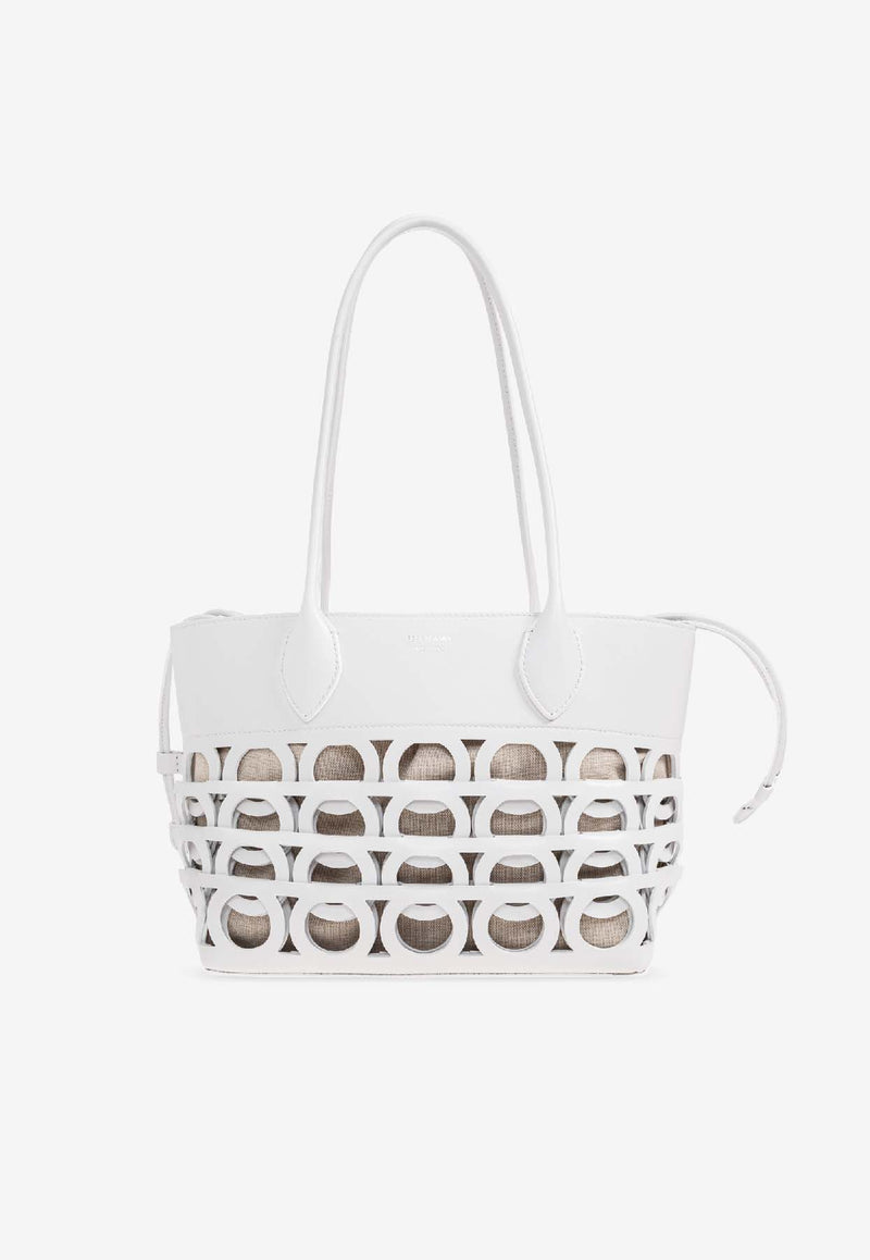 Ferragamo Gancini East/West Tote Bag White 21A229 TT GANCI EW 784695-OPTIC WHITE
