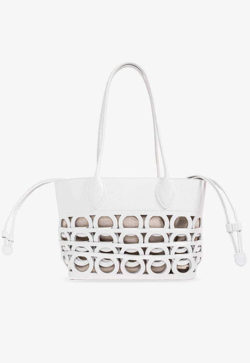 Ferragamo Gancini East/West Tote Bag White 21A229 TT GANCI EW 784695-OPTIC WHITE