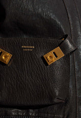 Ferragamo Cropped Leather Bomber Jacket Brown 13H644 B 788386-EXPRESSO