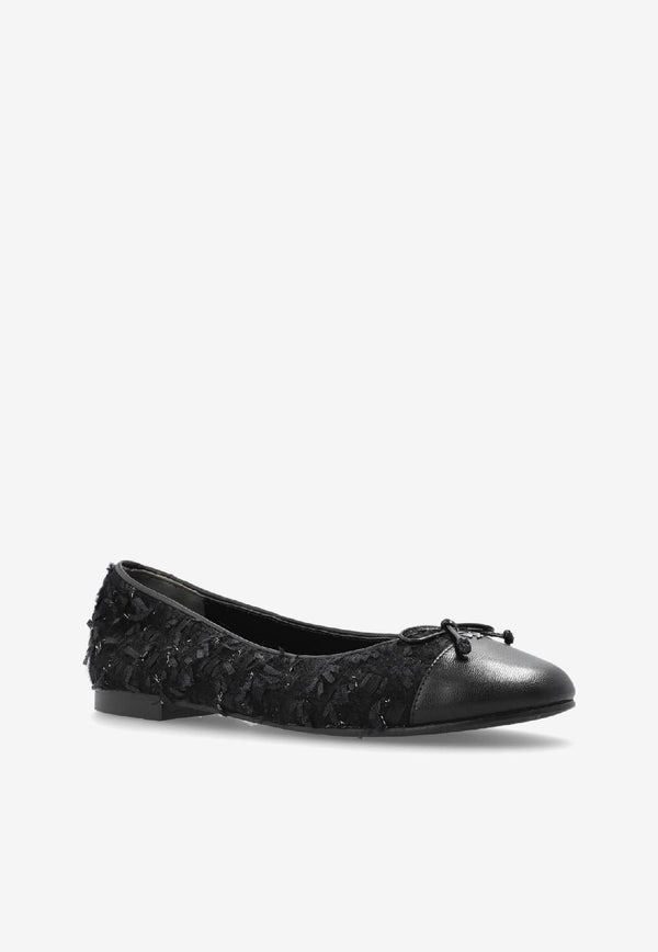 Tory Burch Cap-Toe Tweed Ballet Flats Black 177191 0-400
