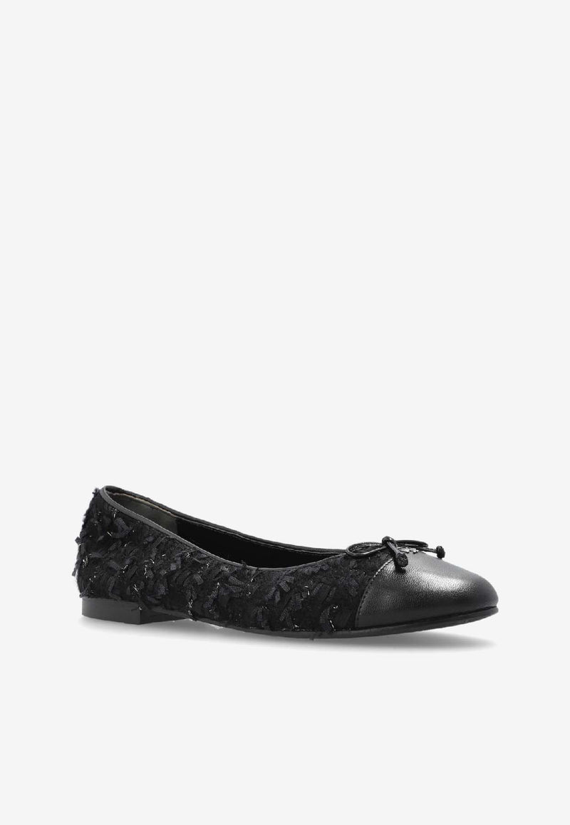 Tory Burch Cap-Toe Tweed Ballet Flats Black 177191 0-400