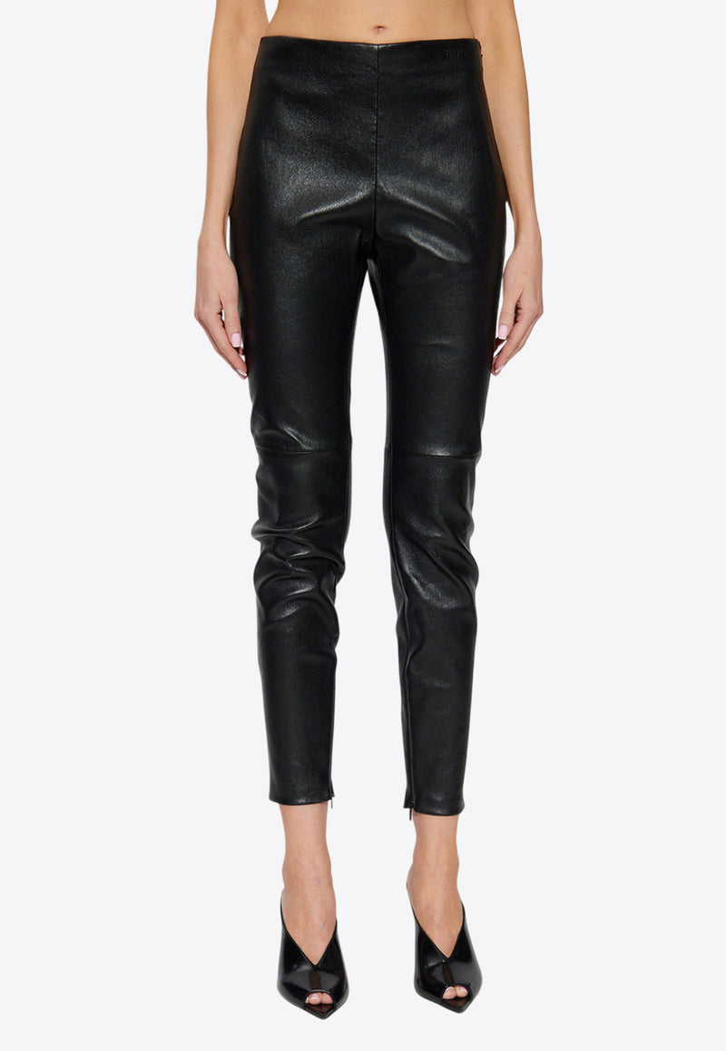 Versace Plongé Leather Leggings with Debossed-Logo Black 1021690 1A16045-1B000