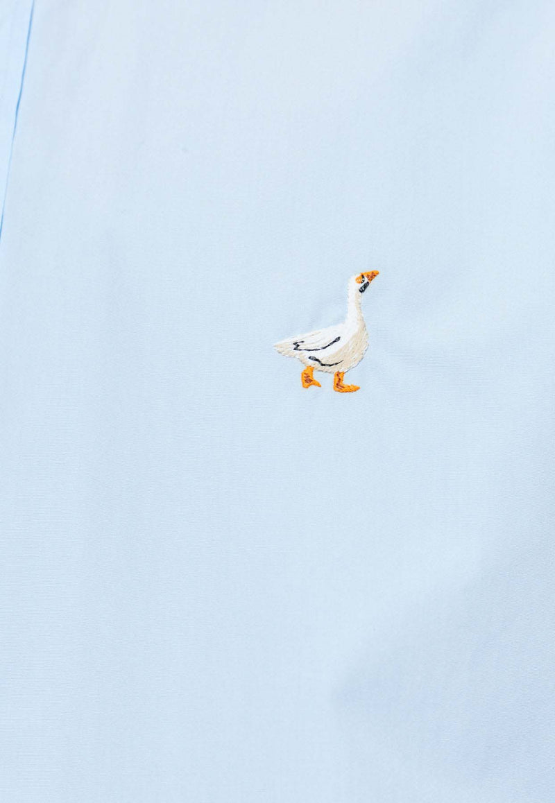 Moschino Embroidered Goose Shirt Light Blue 252ZZ J0223 5235-1293