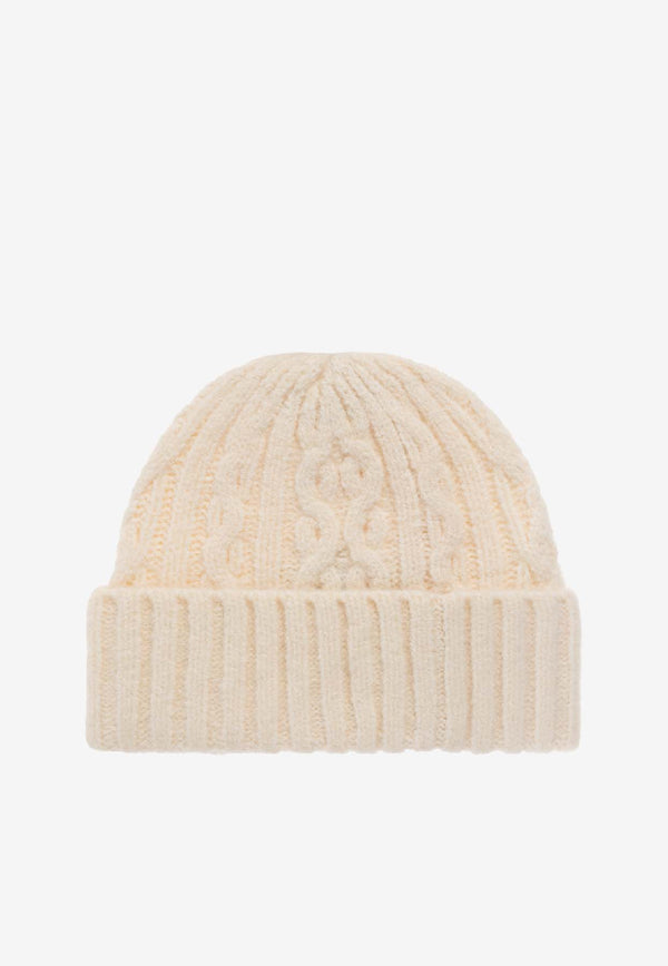 Coach Cable-Knit Logo Beanie Cream 29CCL47 0-CHK