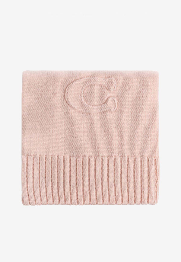 Coach Embossed Logo Wool-Blend Scarf Pink 29CCL86 0-PCH